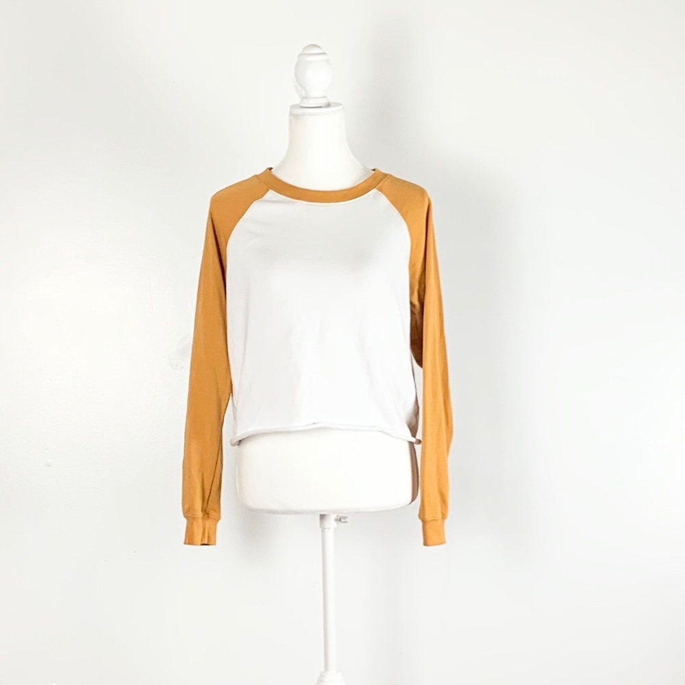 Mustard and white long sleeve Tee